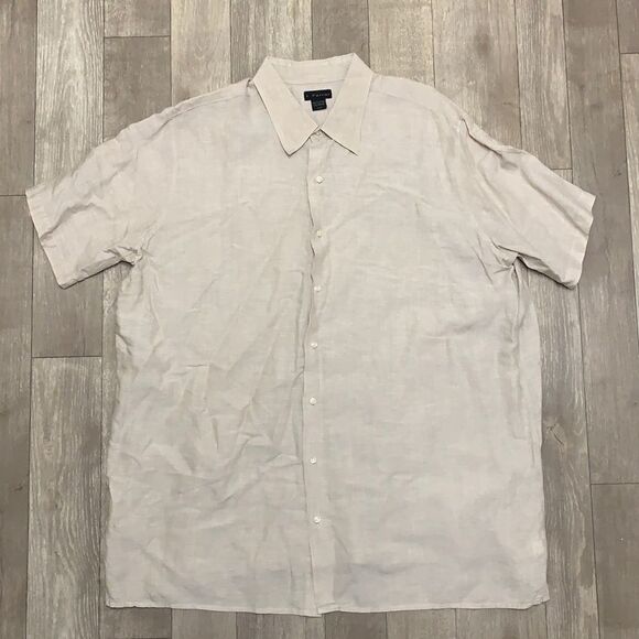 Mens J. Ferrar Linen Blend Beach Button Down Shortsleeve Shirt - Picture 1 of 5